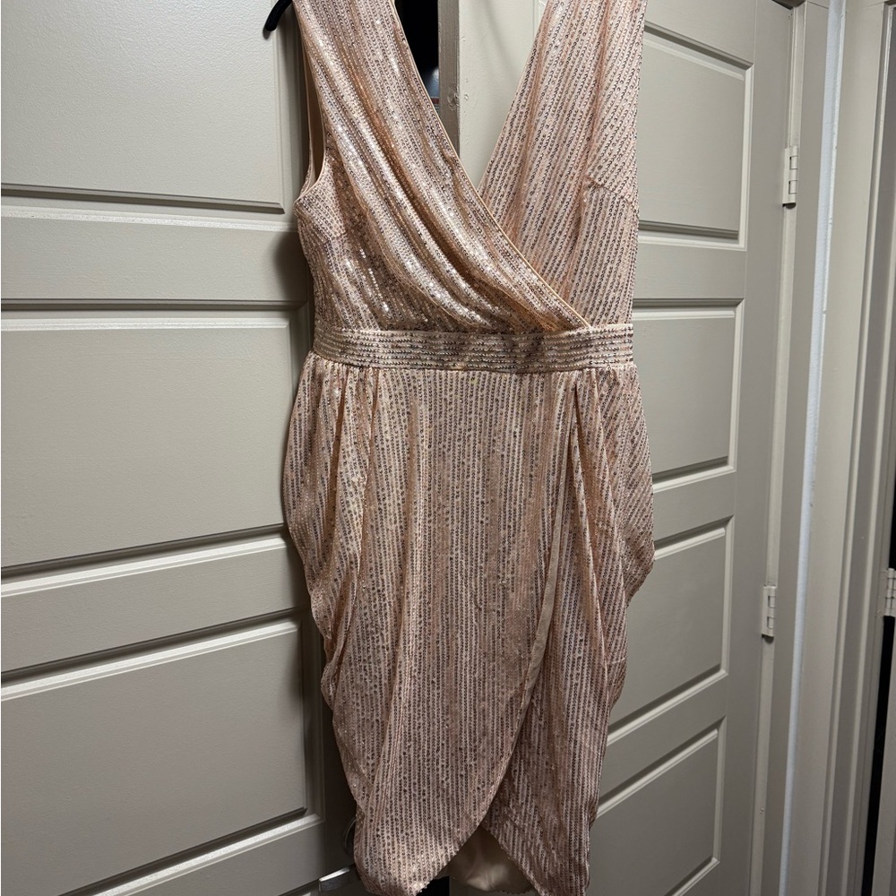 SHEIN Cream Tie Front Plunge Cocktail Dress